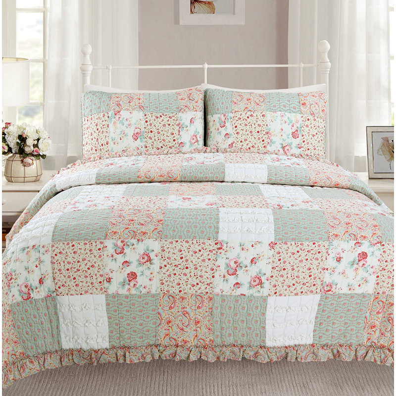 August Grove® Mucci Green/Red/Pink 100 Cotton 180 TC Reversible